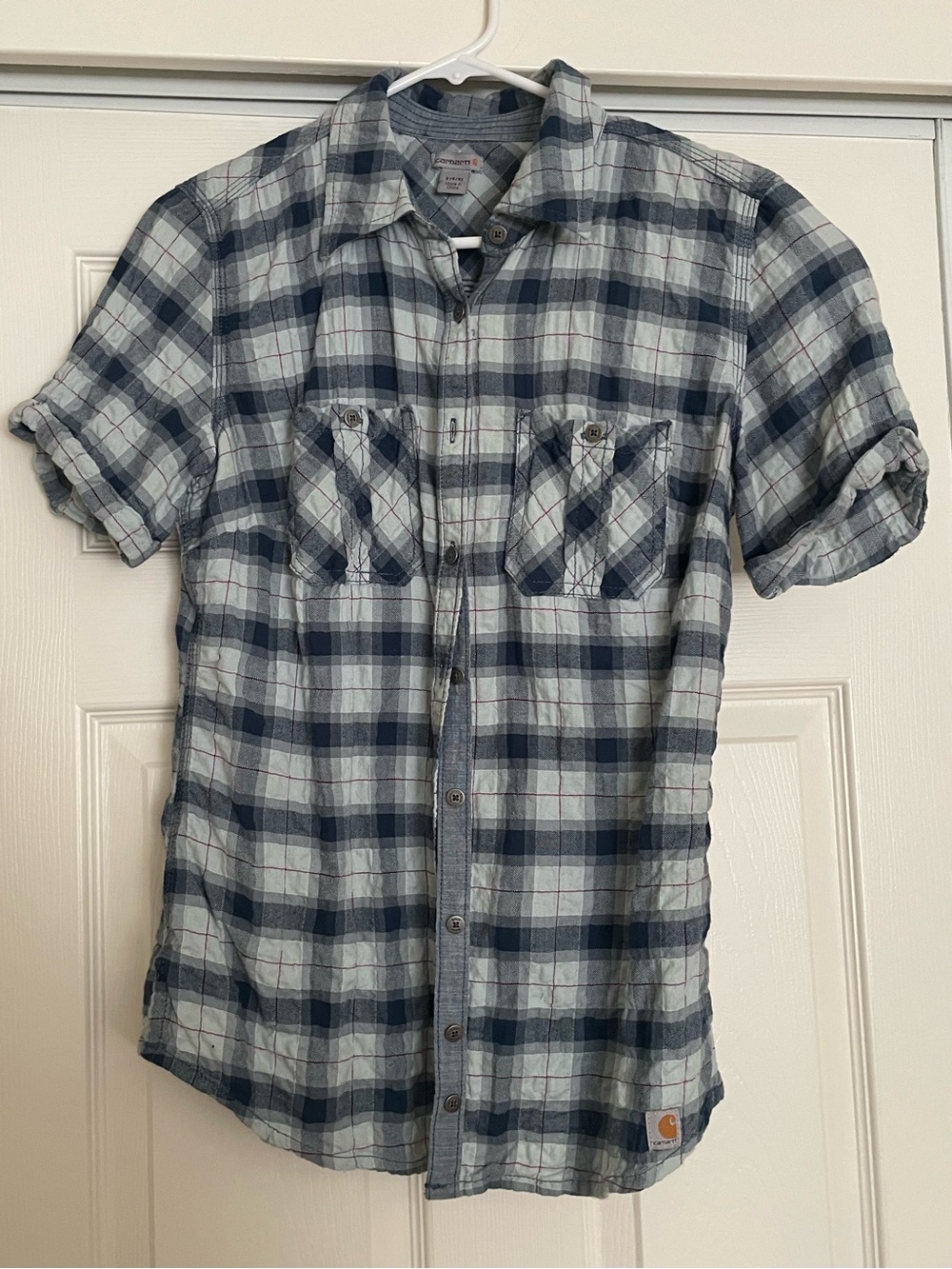 Carhartt Women’s Short-Sleeve Plaid Button-Up Shirt - Blue
